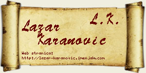 Lazar Karanović vizit kartica